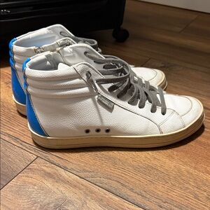 P448 White and Blue High-Tops